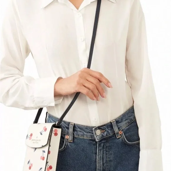 Cherry Print White Crossbody Bag - Picture 4 of 4